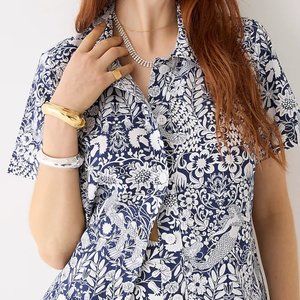 NWOT Gamine cotton poplin shirt in mermaid floral Sz 8